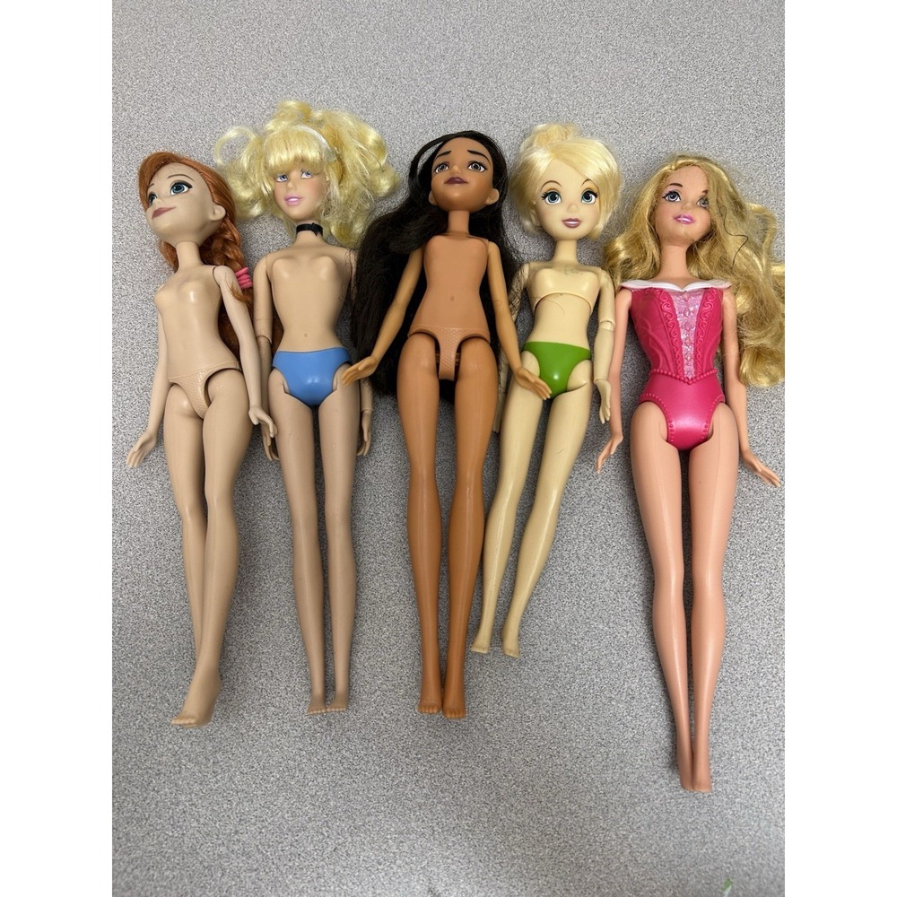 Lot Of 5 Dolls, Hasbro, Mattel, Disney Ariel Anna Cinderella Tinkerbell Moana - Picture 1 of 8